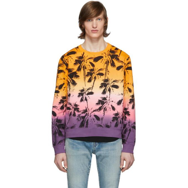 Saint Laurent Yellow Dip-Dye Palm Sweatshirt