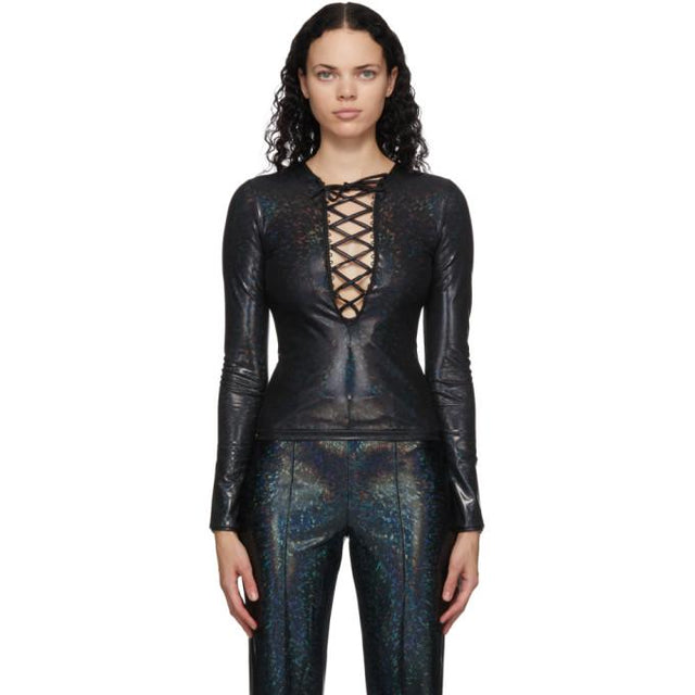 Saks Potts Black Shimmer Bone Long Sleeve T-Shirt