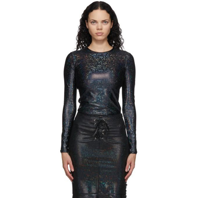 Saks Potts Black Shimmer Saya Long Sleeve T-Shirt