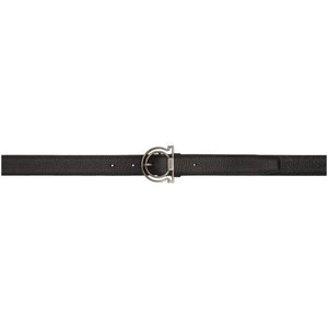 Salvatore Ferragamo Black Deerskin Gancini Belt