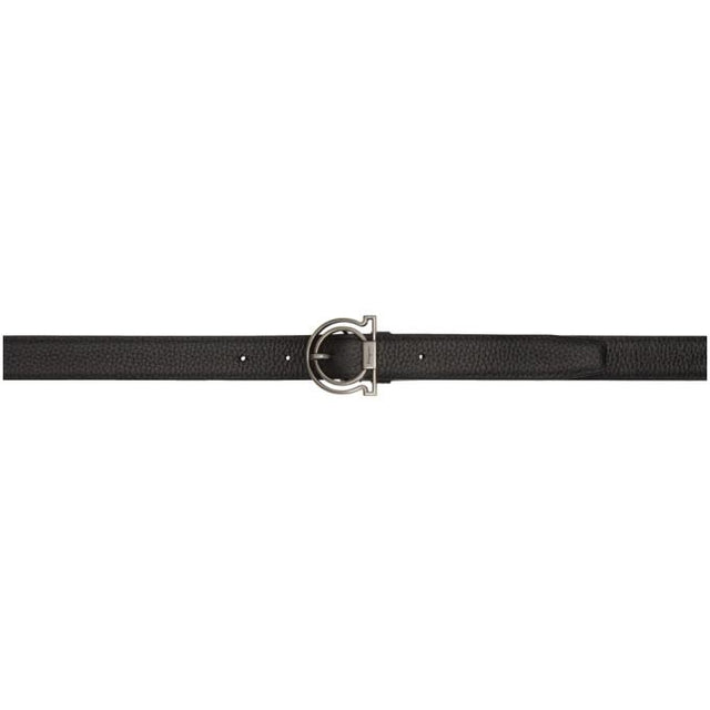 Salvatore Ferragamo Black Deerskin Gancini Belt