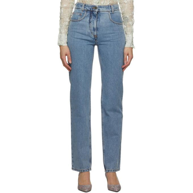 Salvatore Ferragamo Blue High Waist Straight Jeans