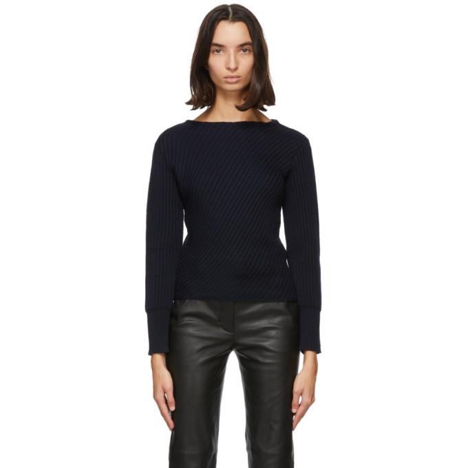 Salvatore Ferragamo Navy Diagonal Sweater