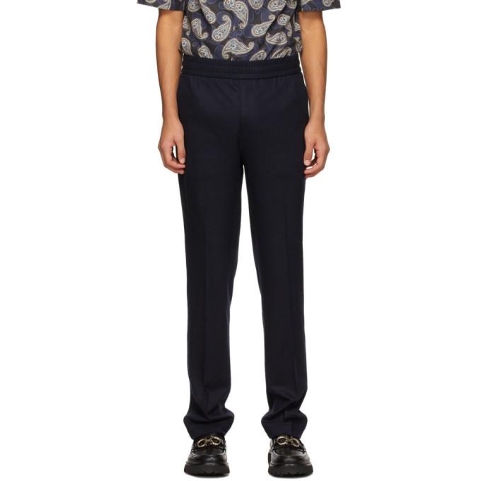 Salvatore Ferragamo Navy Woven Drawstring Trousers
