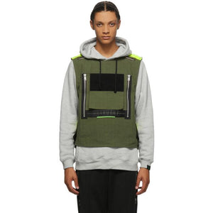 Sankuanz Grey and Khaki Vest Hoodie