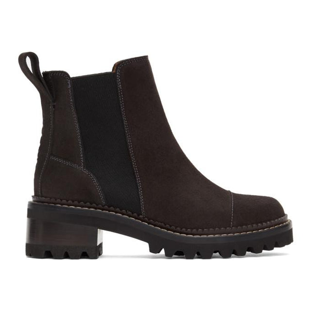 See by Chloe Black Suede Mallory Ankle Boots