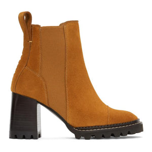 See by Chloe Tan Suede Mallory Heeled Boots