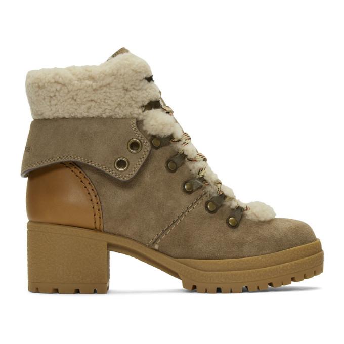 See by Chloe Taupe Eileen Heeled Boots