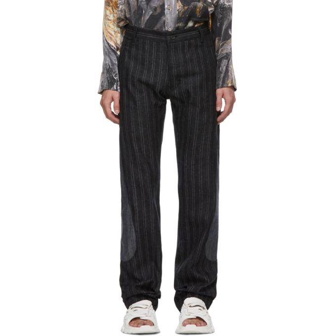 Serapis Grey and Blue Striped Drop Jeans