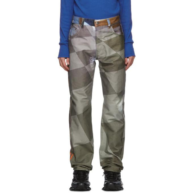 Serapis Grey and Brown Printed Jeans