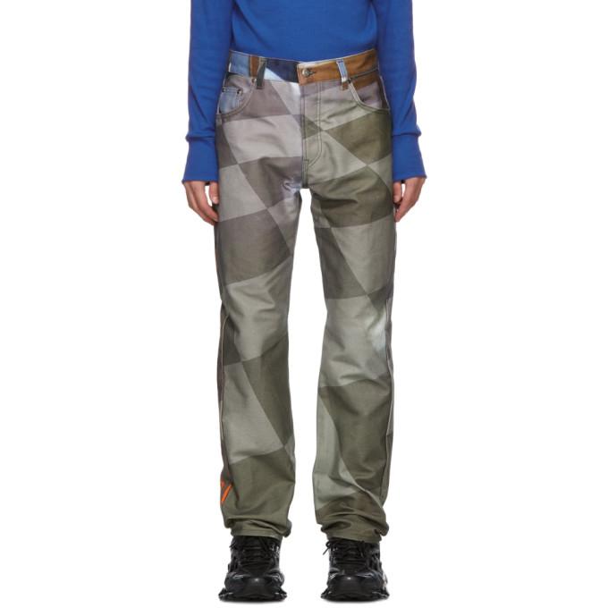 Serapis Grey and Brown Printed Jeans