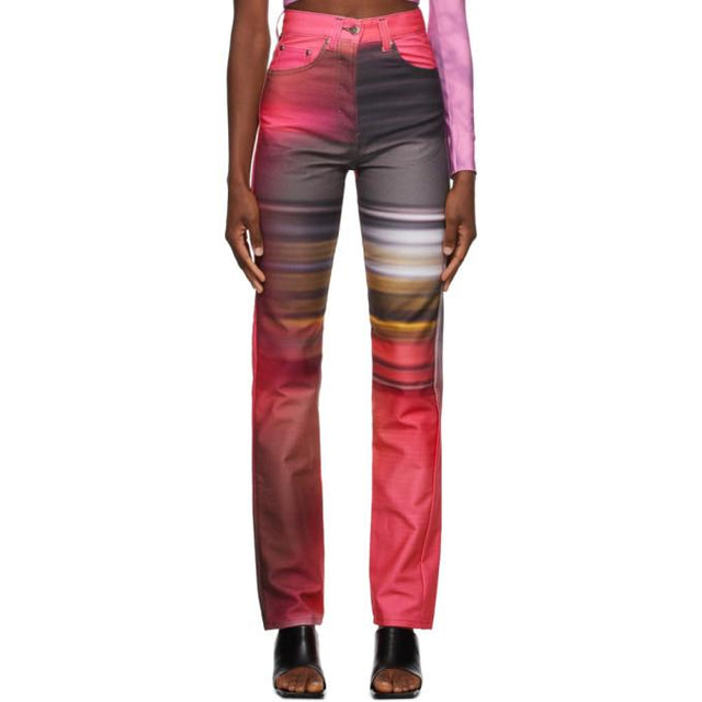 Serapis Pink Printed Jeans