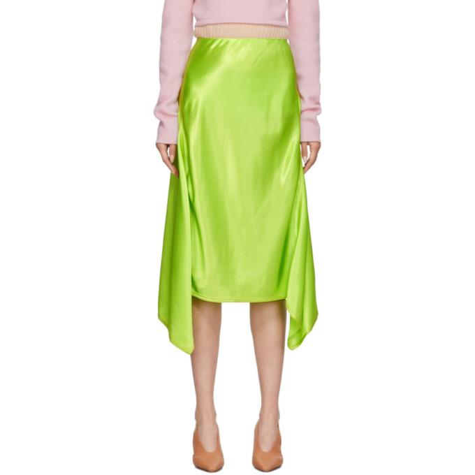 Sies Marjan Green Satin Asymmetric Darby Skirt