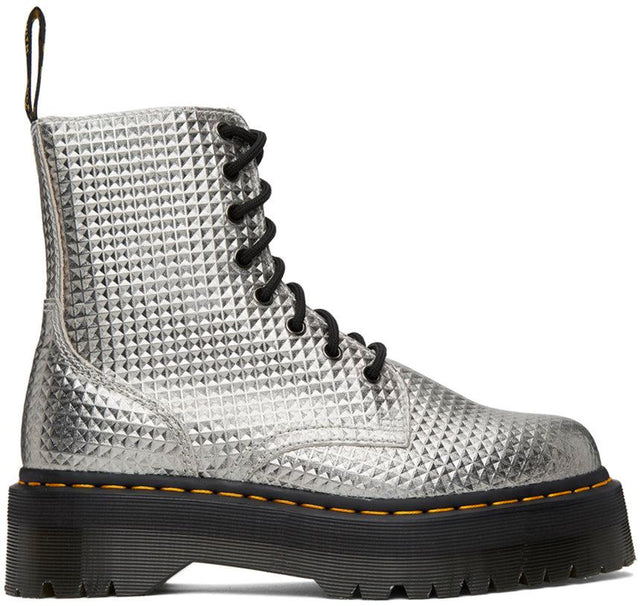 Dr. Martens Silver Jadon Stud Emboss Platform Boots - Dre Martens Silver Jadon Stud Emboss Plateforme Bottes - Martens Silver Jadon Stord Emboss 플랫폼 부츠