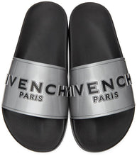 Givenchy Silver Logo Flat Sandals