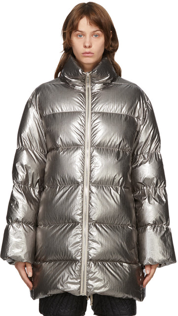 Rick Owens Silver Moncler Edition Down Cyclopic Coat