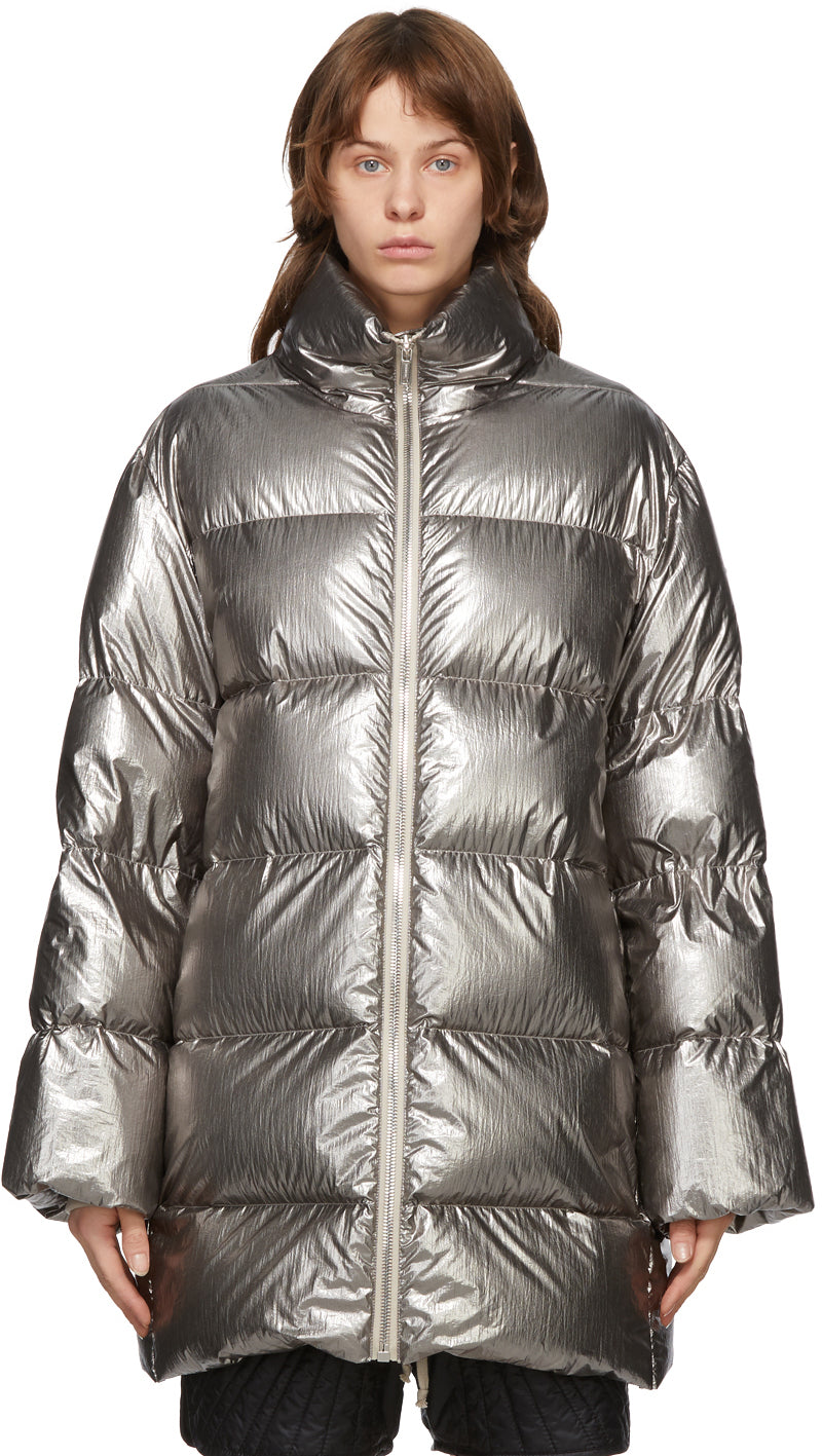 Rick Owens Silver Moncler Edition Down Cyclopic Coat