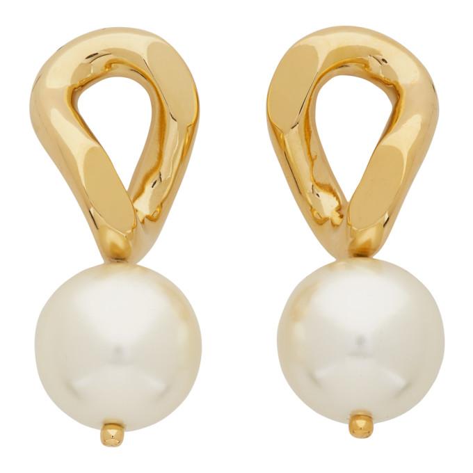 Simone Rocha Gold Baby Pearl Link Earrings