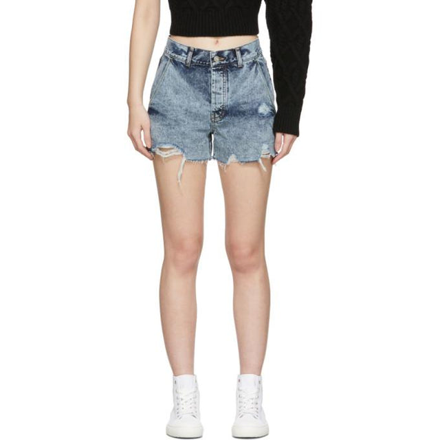 SJYP Blue Denim Color Stitched Shorts