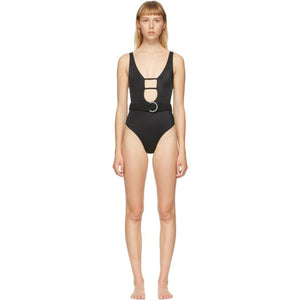 Solid and Striped Black The Beatrice One-Piece Swimsuit