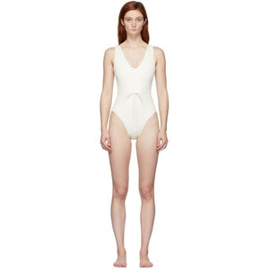 Solid and Striped Off-White The Michelle One-Piece Swimsuit