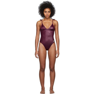 Solid and Striped Purple The Olympia One-Piece Swimsuit