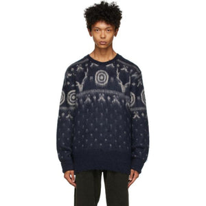 South2 West8 Navy and White Mohair Sweater