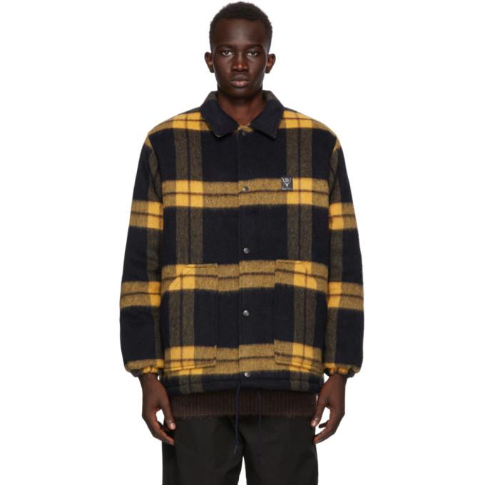 South2 West8 Navy Tweed Coach Jacket