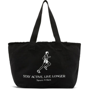 Sporty and Rich Black Live Longer Tote Bag