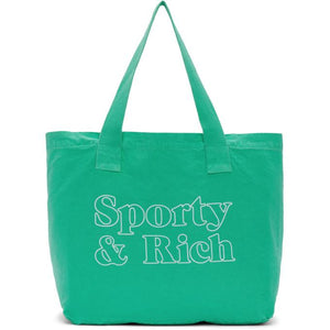 Sporty and Rich Green Fun Logo Tote