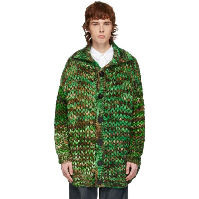 S.R. STUDIO. LA. CA. Green and Brown Oversized Merino Chunky Cardigan