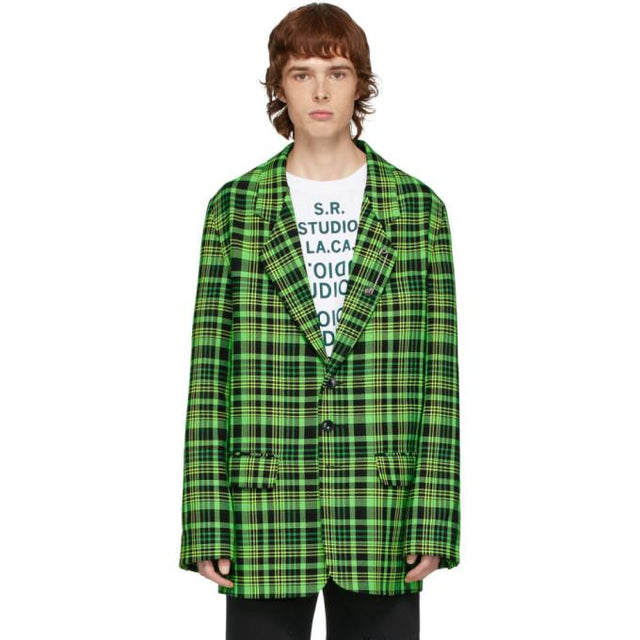 S.R. STUDIO. LA. CA. Green Open-Weave Check Blazer