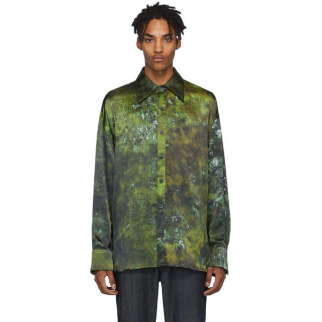 S.R. STUDIO. LA. CA. Green SOTO Hand-Dyed Silk Shirt