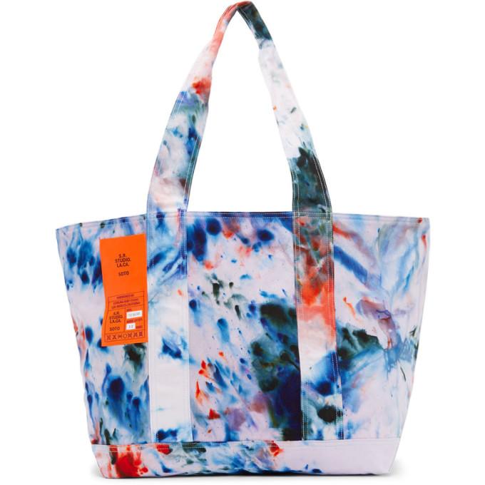 S.R. STUDIO. LA. CA. White and Blue SOTO Hand-Dyed Laundry Tote