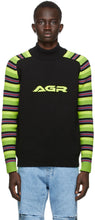 AGR SSENSE Exclusive Black Striped Logo Sweater - Pull de logo à rayures noires exclusive d'AGR Ssense - Agr Ssense 독점적 인 검은 줄무늬 로고 스웨터
