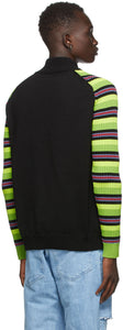 AGR SSENSE Exclusive Black Striped Logo Sweater