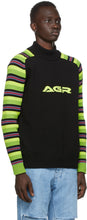 AGR SSENSE Exclusive Black Striped Logo Sweater