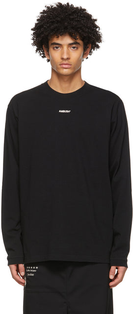 AMBUSH SSENSE Exclusive Black XL Logo Long Sleeve T-Shirt - T-shirt à manches longues à manches longues noires exclusives de l'embuscade Ssense - 매복 스시센스 독점적 인 블랙 XL 로고 긴 소매 티셔츠
