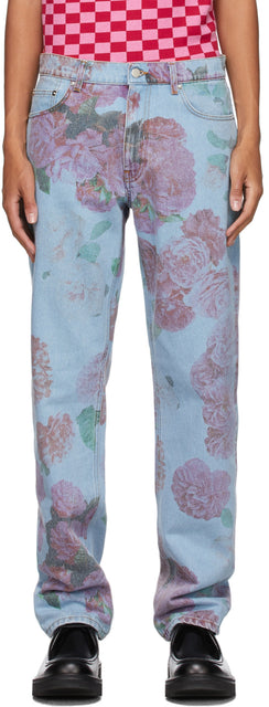 Molly Goddard SSENSE Exclusive Blue Printed Otto Jeans - Molly Goddard Ssense EXCLUSIVE EXCLUSIVE IMPRIMÉ OTTO JEAN - Molly Goddard Ssense 독점적 인 블루 인쇄 Otto 청바지