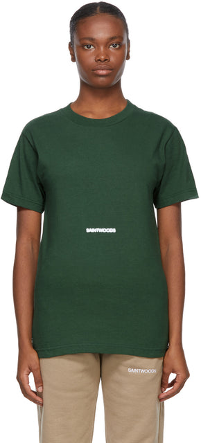 Saintwoods SSENSE Exclusive Green Blurry Logo T-Shirt - Saintwoods Ssense T-shirt de logo flou vert exclusif - Sainwoods Ssense 독점적 인 녹색 흐릿한 로고 티셔츠