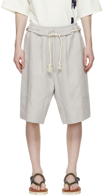 House of the Very Islands SSENSE Exclusive Grey Linen Cruise Control Shorts - Maison des Îles mêmes Ssense Ssense SpoSense Grey Linge de croisière de croisière - 집 매우 섬 Ssense 독점적 인 회색 린넨 크루즈 컨트롤 반바지