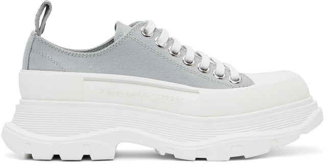 Alexander McQueen SSENSE Exclusive Grey Tread Slick Platform Low Sneakers - Alexander McQueen Ssense SSEPLES STANDES SLICK SLICK SLICK BASSE BASSE BASSE - Alexander McQueen Ssense 독점적 인 회색 트레드 슬릭 플랫폼 낮은 스니커즈