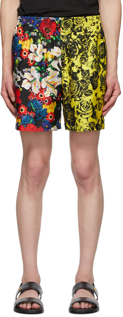 Versace SSENSE Exclusive Multicolor Silk Bouquet Shorts - Versace Ssense exclusif multicolor Silk Bouquet Short - 베르사체스 Ssense 독점적 인 여러 가지 빛깔의 실크 꽃다발 반바지