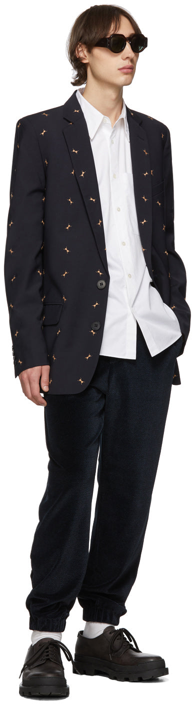 Tibi SSENSE Exclusive Navy Ant Long Blazer