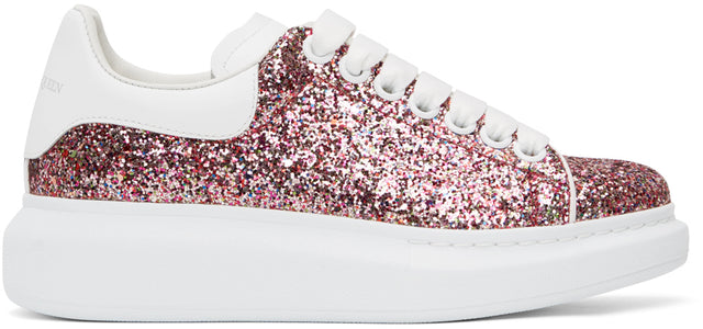 Alexander McQueen SSENSE Exclusive Pink Galaxy Glitter Oversized Sneakers - Alexander McQueen Ssense EXCLUSIVE GALAXY GALAXY GALAXY BASKERS SURFATEURS - Alexander McQueen Ssense 독점적 인 핑크 갤럭시 반짝이 대형 스니커즈