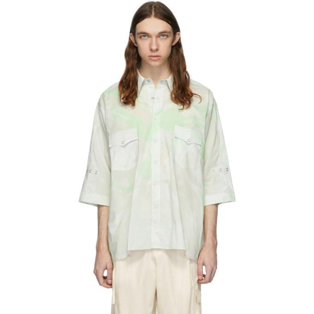 St-Henri Grey and Green Acid Short Sleeve Shirt
