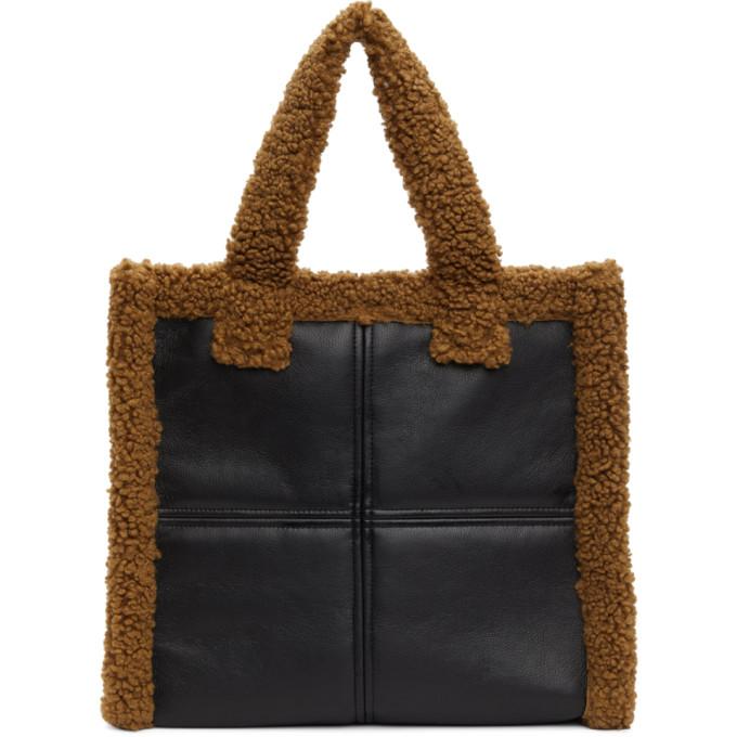 Stand Studio Black and Brown Quilted Medium Lolita Tote