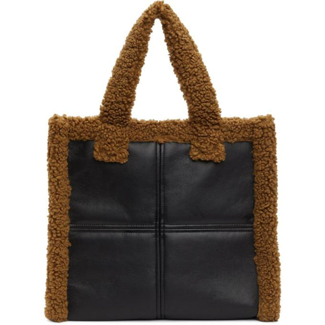 Stand Studio Black and Brown Quilted Medium Lolita Tote