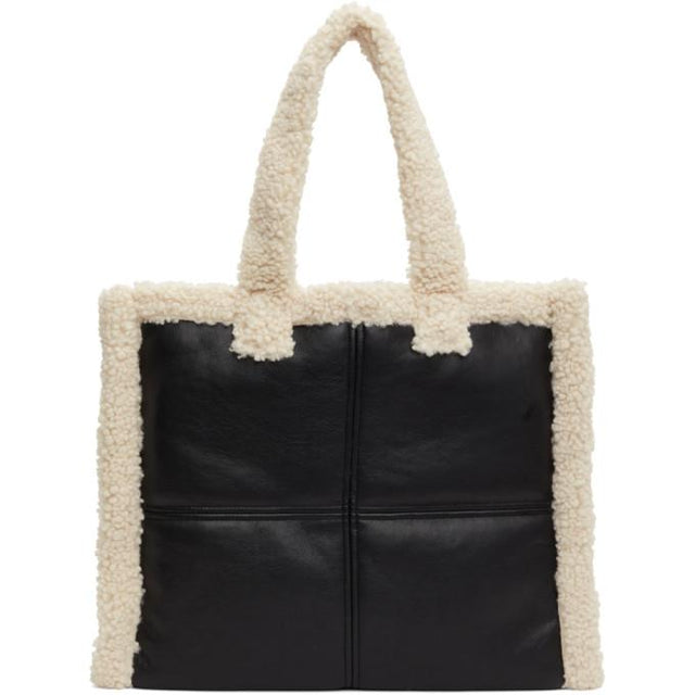 Stand Studio Black and Off-White Quilted Large Lola Tote