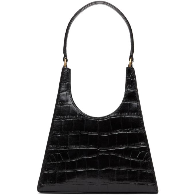 Staud Black Croc Rey Bag